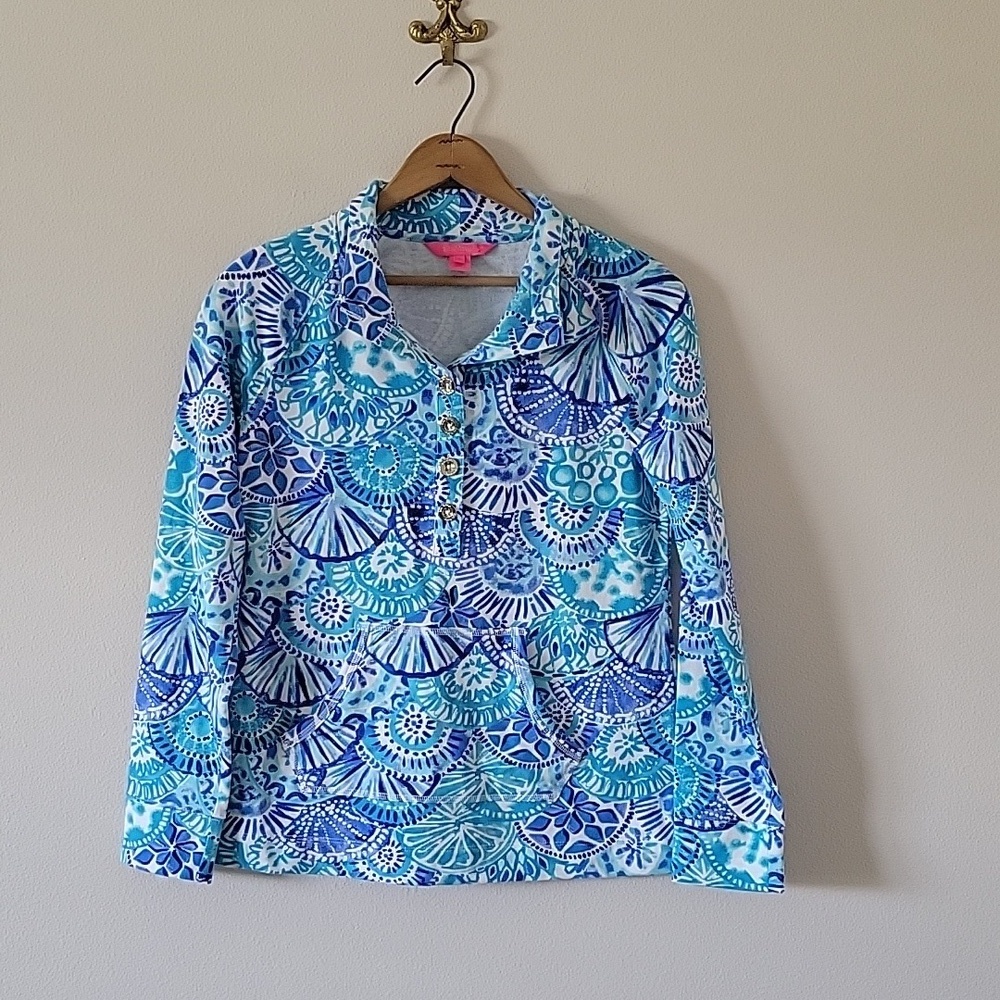 Lilly Pulitzer Captain‎ Popover Turquoise Oasis Half Shell Size Small